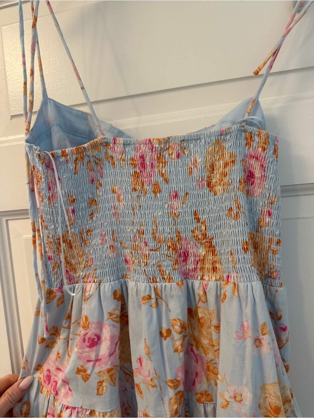 Wayf Light Blue Floral Maxi Dress with Pink & Yellow Flowers - Picture 4 of 4